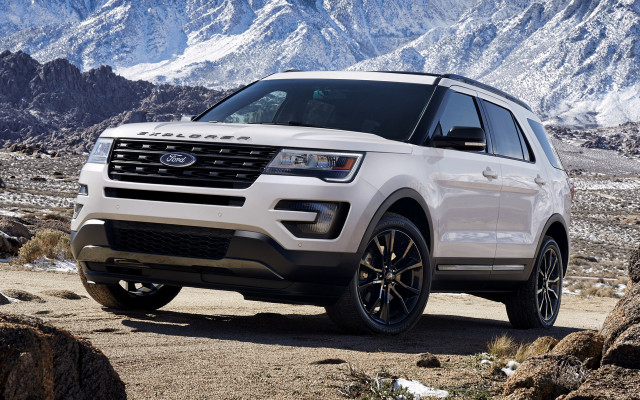 White ford explorer mountains snow free wallpaper for desktop - medium preview image