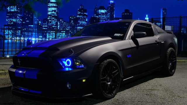 Black mustang car city skyline #3 free wallpaper for desktop - medium preview image