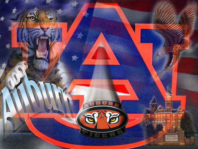 Auburn tiger flag spotlight retro free wallpaper for desktop - medium preview image