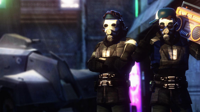 Gas mask boombox futuristic car free wallpaper for desktop - medium preview image