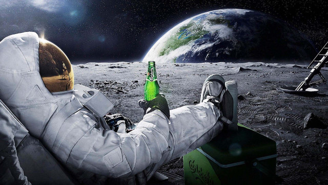 Man spacesuit beer planet ladder #2 free wallpaper for desktop - medium preview image