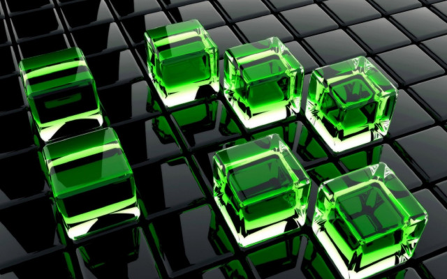 Green cubes black surface black free wallpaper for desktop - medium preview image