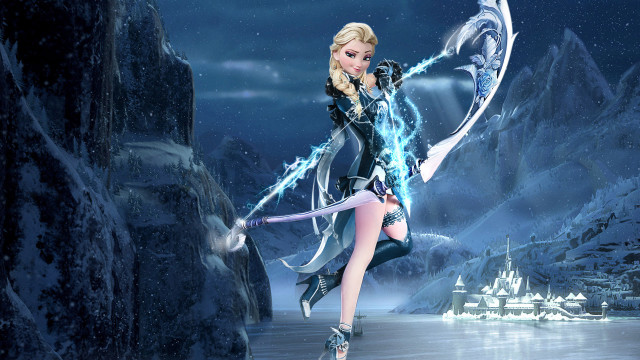 Woman costume sword holding image free wallpaper for desktop - medium preview image