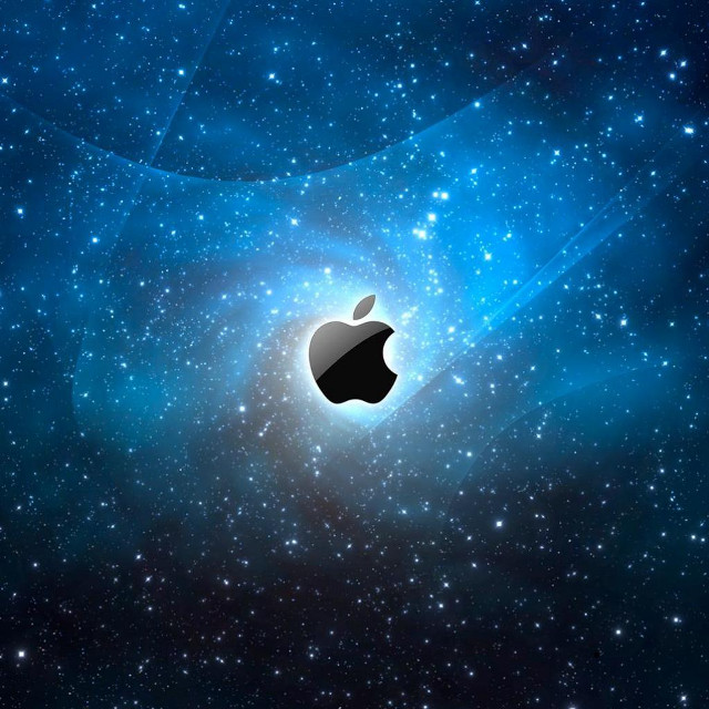 Apple logo space stars blue #2 free wallpaper for tablet - medium preview image