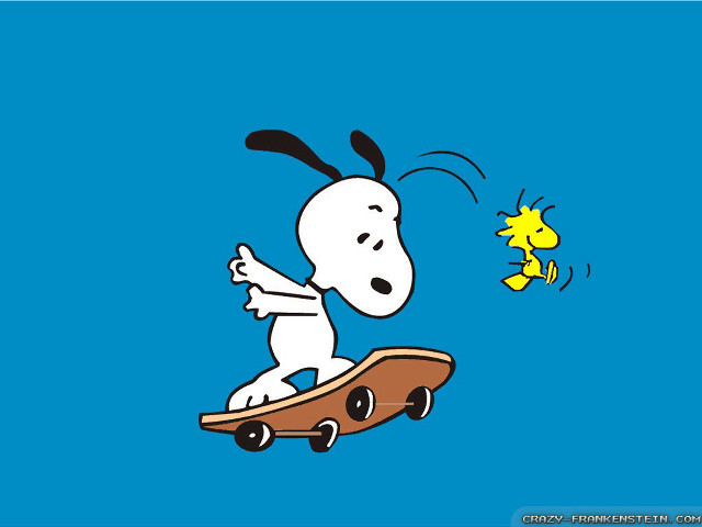 Cartoon skateboard dog chasing blue free wallpaper for desktop - medium preview image