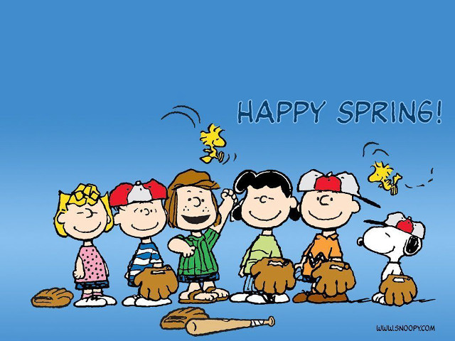 Peanuts dog blue happy spring free wallpaper for desktop - medium preview image