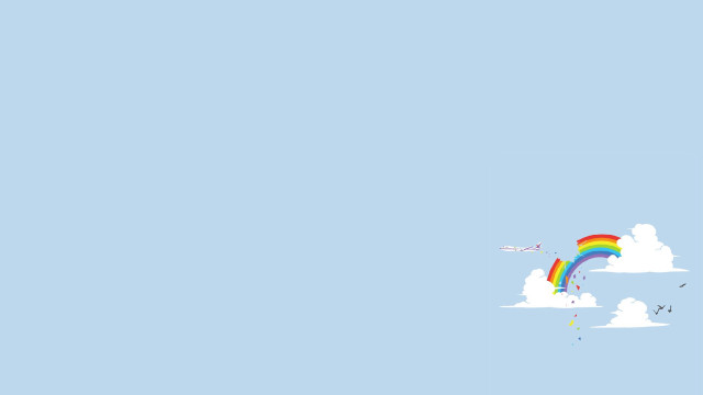 Rainbow plane flying clouds sky free wallpaper for desktop - medium preview image