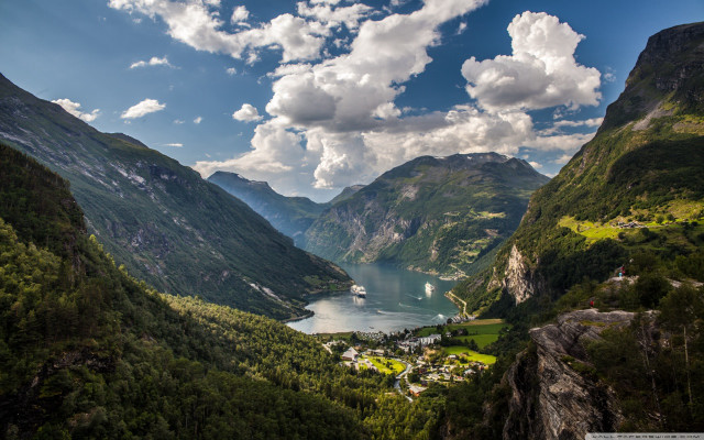 Scenic valley lake mountains clouds #2 free wallpaper for desktop - medium preview image