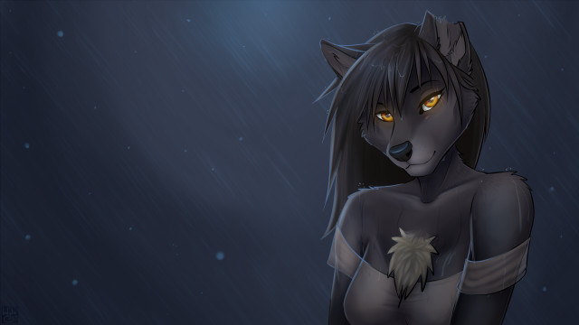 Cartoon woman yellow eyes wolf free wallpaper for desktop - medium preview image