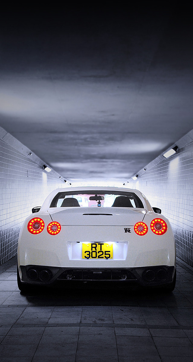 White car tunnel clock taillight free wallpaper for mobile - medium preview image