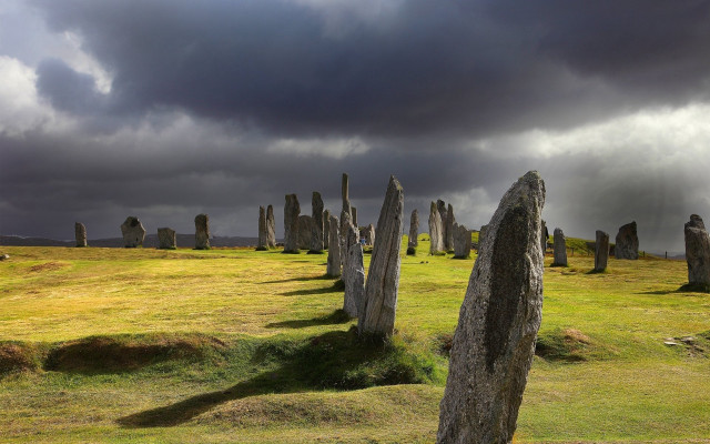 Field rocks cloudy sky clouds free wallpaper for desktop - medium preview image
