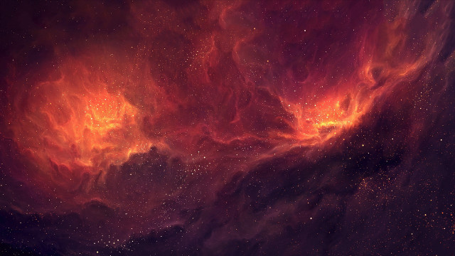 Colorful space stars orange red free wallpaper for desktop - medium preview image