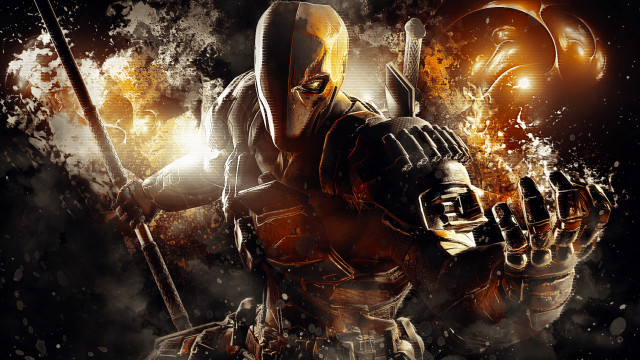 Man yellow mask sword gun free wallpaper for desktop - medium preview image