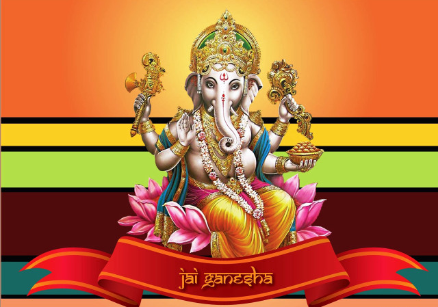 Colorful background ganesha statue red free wallpaper for desktop - medium preview image