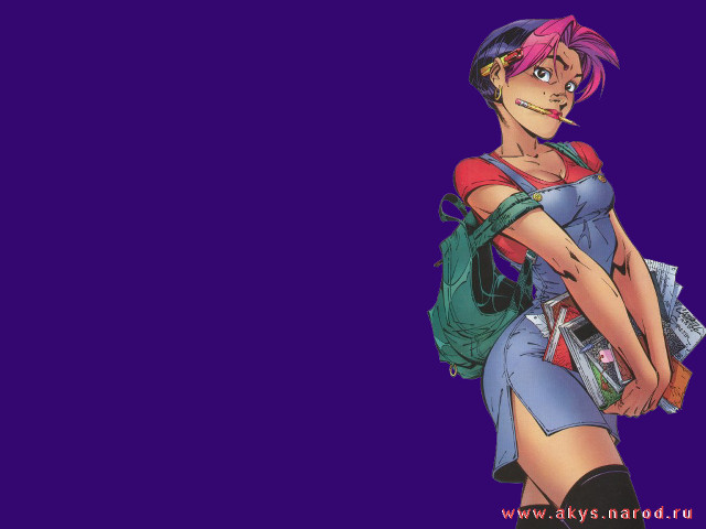 Girl backpack purple background blue free wallpaper for desktop - medium preview image