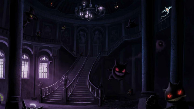 Creepy building staircase cat light free wallpaper for desktop - medium preview image