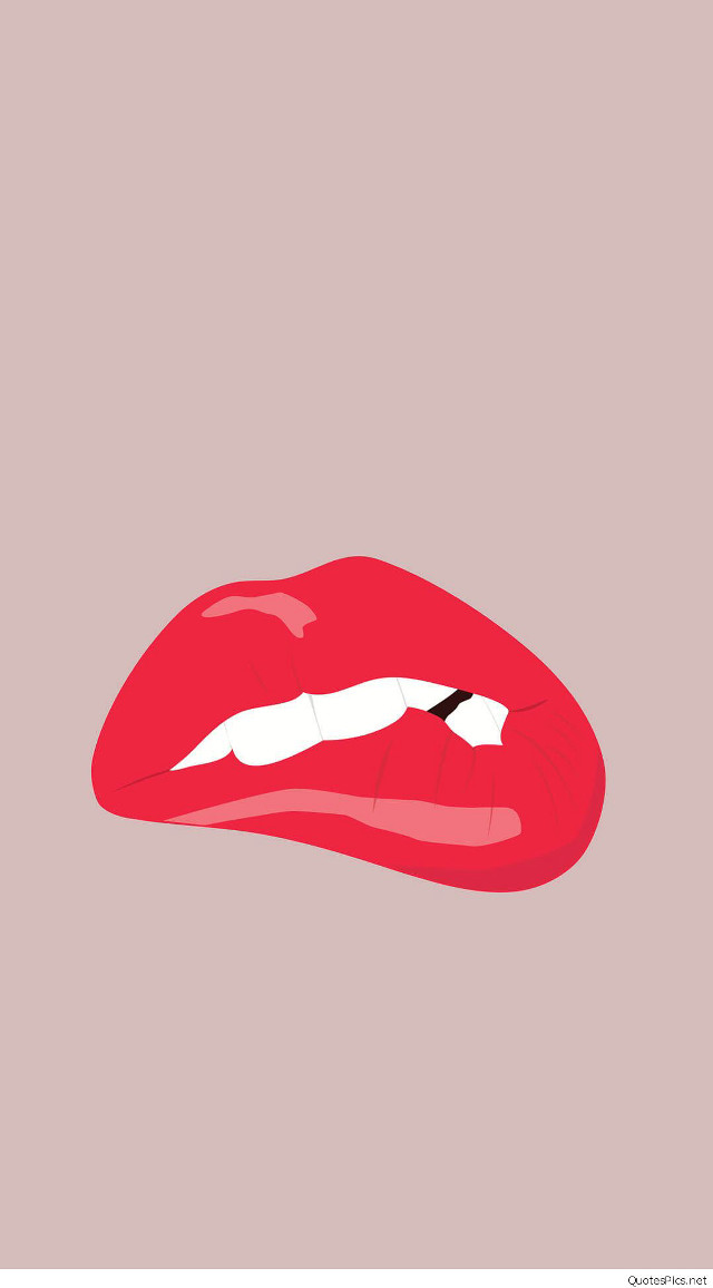 Red lips white stripe black free wallpaper for mobile - medium preview image