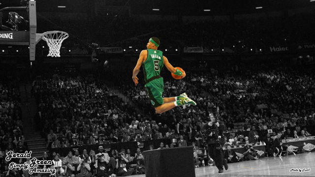 Man green uniform basketball trick free wallpaper for desktop - medium preview image