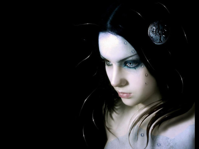 Woman blue eyes makeup black free wallpaper for desktop - medium preview image