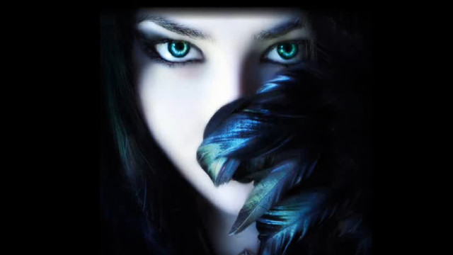 Woman blue eyes feathers hand free wallpaper for desktop - medium preview image