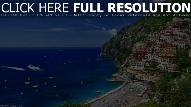 Beach boats cliff houses click free wallpaper for desktop - medium preview image