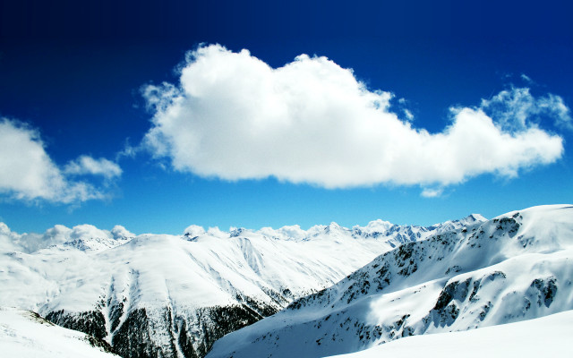 Snow covered mountain cloud blue free wallpaper for desktop - medium preview image