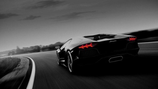Black white sportscar tailights road free wallpaper for desktop - medium preview image