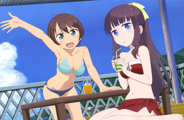 Women bikinis balcony drink man free wallpaper for desktop - medium preview image