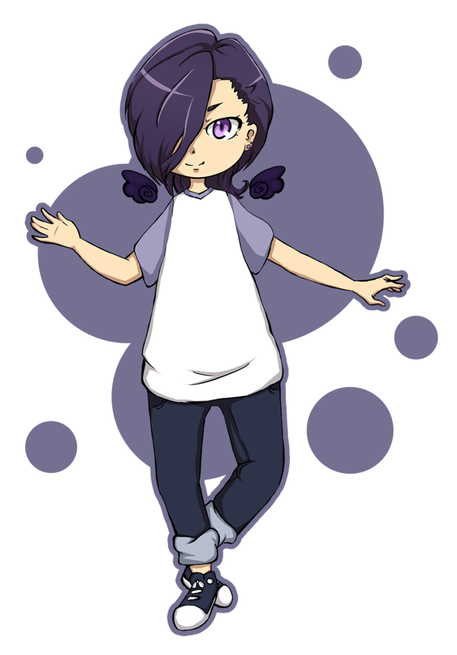 Cartoon character purple hair white free wallpaper for mobile - medium preview image