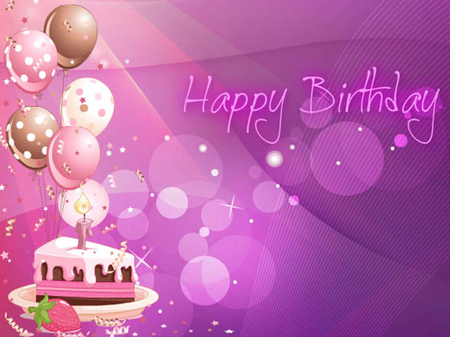 Birthday card cake balloons purple #2 free wallpaper for desktop - medium preview image