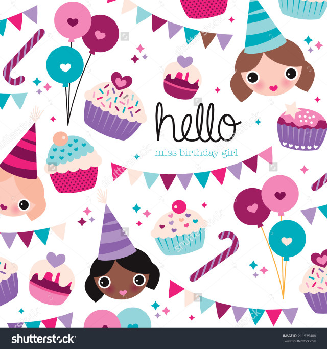 Birthday card girl cupcakes balloons free wallpaper for tablet - medium preview image