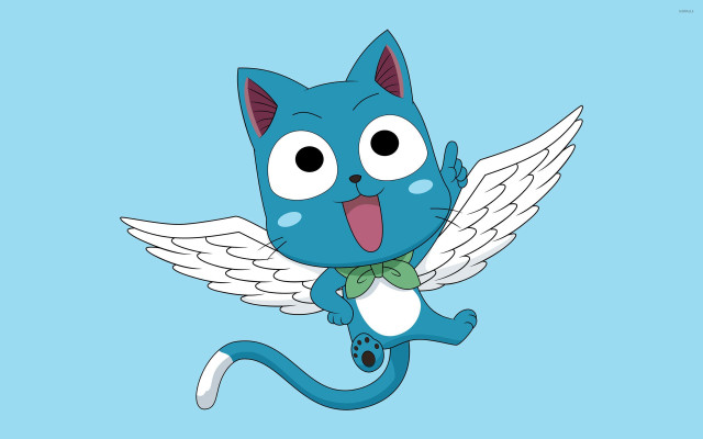 Cartoon cat with wings bow free wallpaper for desktop - medium preview image