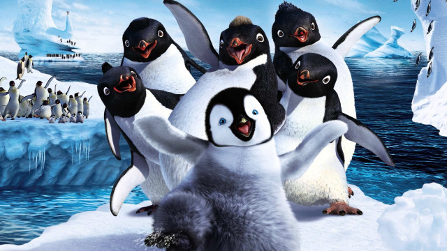 Penguins snow iceberg group standing free wallpaper for desktop - medium preview image
