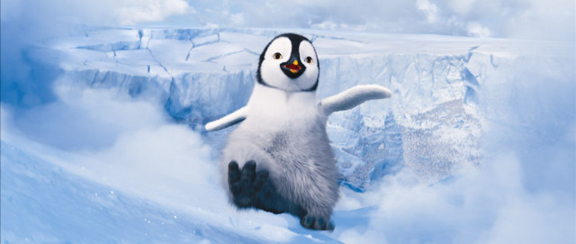 Penguin standing hind legs snow free wallpaper for desktop - medium preview image
