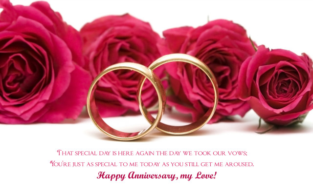 Wedding rings roses anniversary message free wallpaper for desktop - medium preview image
