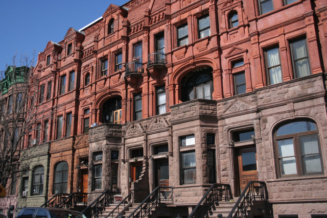 Brown row barbizon bridge clock free wallpaper for desktop - medium preview image