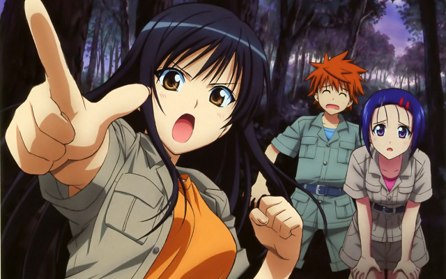 Group people woods pointing camera free wallpaper for desktop - medium preview image