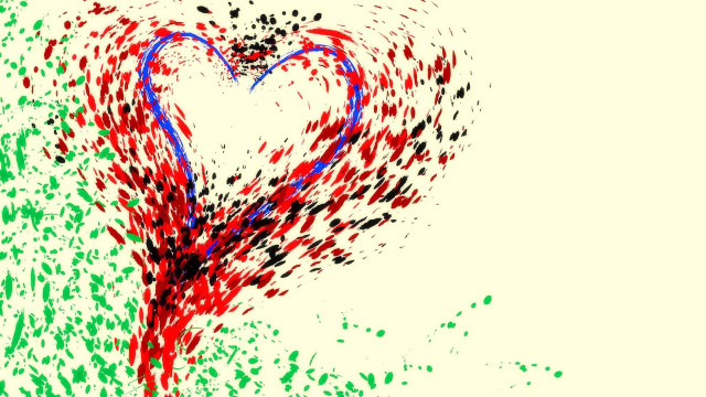 Heart painting red blue stroke free wallpaper for desktop - medium preview image