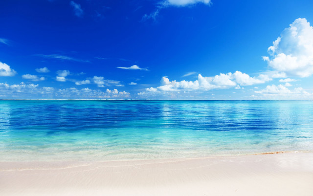 Beach clear sky white sand free wallpaper for desktop - medium preview image