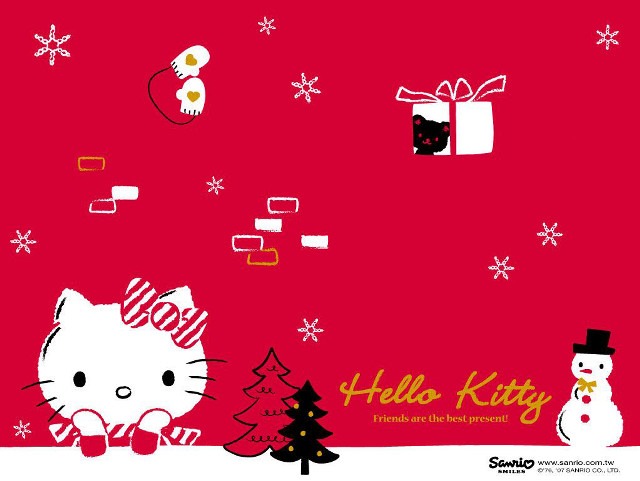 Hello kitty christmas snowman free wallpaper for desktop - medium preview image