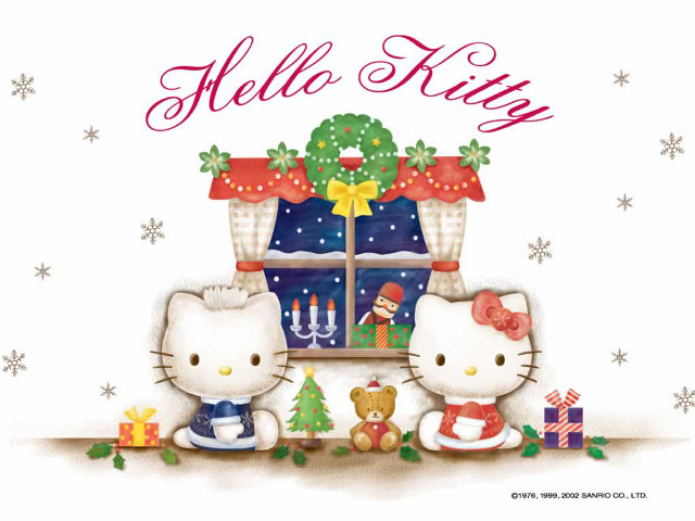 Hello kitty christmas teddy bear free wallpaper for desktop - medium preview image