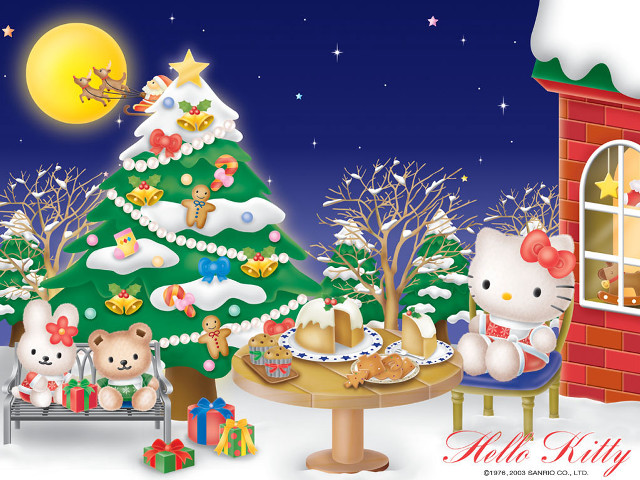 Christmas tree stuffed animals house free wallpaper for desktop - medium preview image