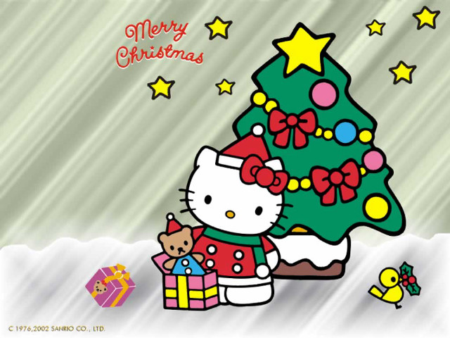 Hello kitty christmas tree teddy #2 free wallpaper for desktop - medium preview image
