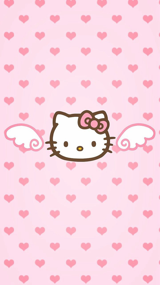 Hello kitty wallpaper hearts wings free wallpaper for mobile - medium preview image