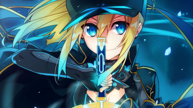 Anime character sword hat hand free wallpaper for desktop - medium preview image