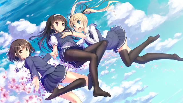 Anime girls flying arms around #2 free wallpaper for desktop - medium preview image