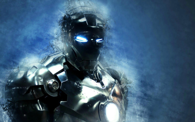 Robot glowing eyes dark smoke free wallpaper for desktop - medium preview image