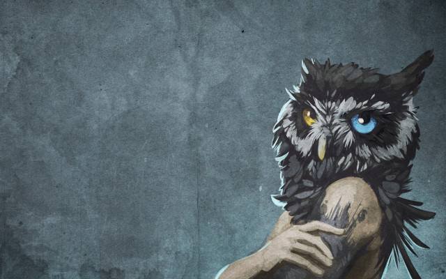 Owl blue eyes human body free wallpaper for desktop - medium preview image