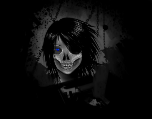 Gothic anime skull woman chains free wallpaper for desktop - medium preview image