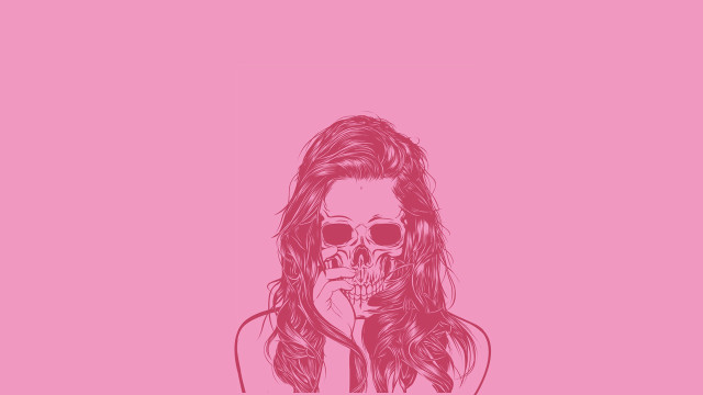 Woman skull face pink background free wallpaper for desktop - medium preview image